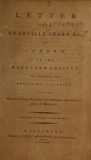 Tapa de Letter from Granville Sharp, of London to the Maryland Society for Promoting the abolition of slavery