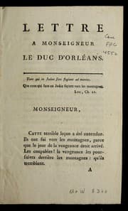 Tapa de Lettre a Monseigneur le Duc d'Orle ans
