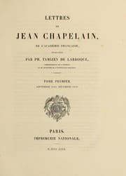 Tapa de Lettres de Jean Chapelain, de l'Académie française