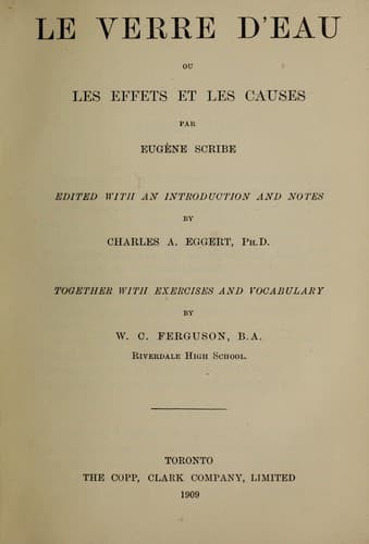 Tapa de Le verre d'eau, ou, Les effets et les causes