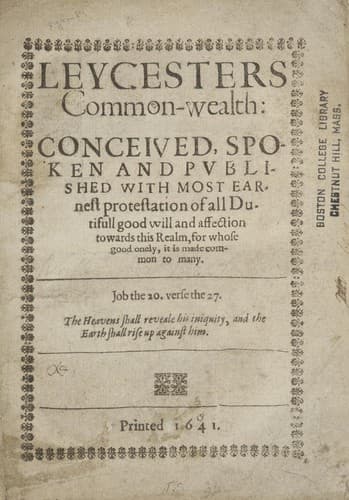 Tapa de Leycesters common-wealth