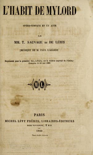 Tapa de L'habit de Mylord