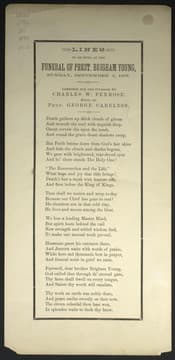 Tapa de Lines to be sung at the funeral of Pres. Brigham Young, Sunday, September 2, 1877
