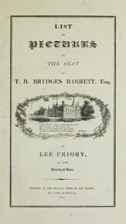 Tapa de List of pictures at the seat of T.B. Brydges Barrett, Esq., at Lee Priory, in the county of Kent