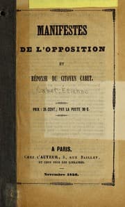 Tapa de Manifestes de lópposition et rèponse du citoyen Cabet