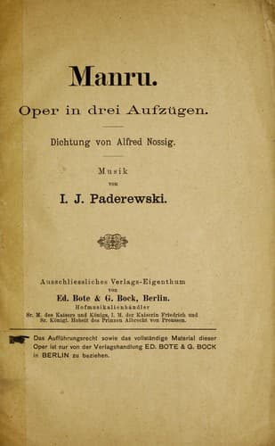 Tapa de Manru / I. J. Paderewski