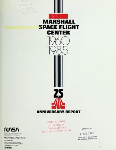 Tapa de Marshall Space Flight Center 1960-1985