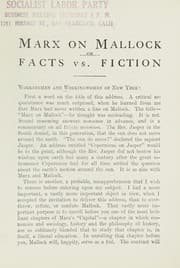 Tapa de Marx on Mallock, or, Facts vs. fiction