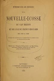 Tapa de Mémoire sur les Missions de la Nouvelle Écosse, du Cap Breton, et la l'Ile du Prince Édouard