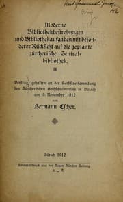 Tapa de Moderne Bibliothekbestrebungen und Bibliothekaufgaben mit besonderer Rücksicht auf die geplante zürcherische Zentralbibliothek