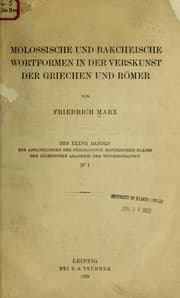 Tapa de Molossische und bakcheische Wortformen in der Verskunst der Griechen und Römer