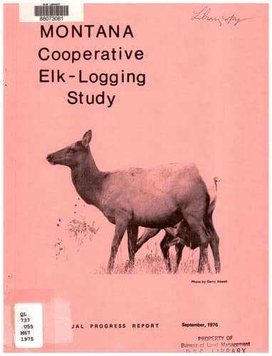 Tapa de Montana cooperative elk-logging study