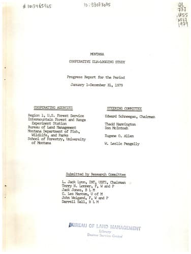 Tapa de Montana cooperative elk-logging study