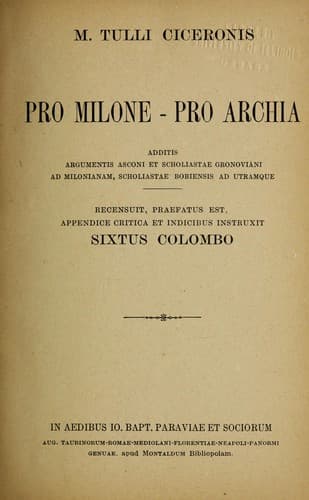 Tapa de M. Tulli Ciceronis Pro Milone--Pro Archia
