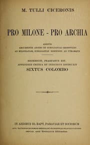 Tapa de M. Tulli Ciceronis Pro Milone--Pro Archia