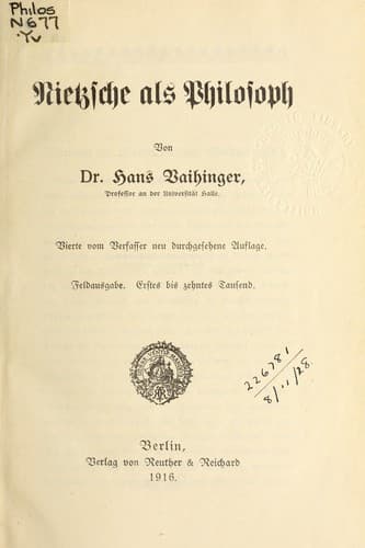 Tapa de Nietzsche als Philosoph
