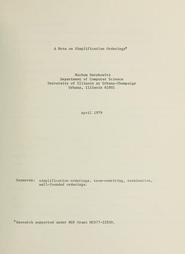Tapa de A note on simplification orderings