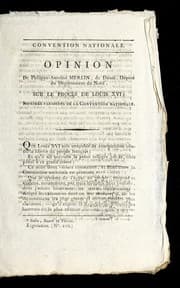 Tapa de Opinion de Philippe-Antoine Merlin, de Douai, de pute  du de partement du Nord, sur le proce  s de Louis XVI