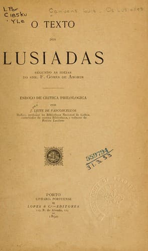 Tapa de O texto dos Lusiadas