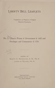 Tapa de Penn's Frame of government of 1682 and Privileges and concessions of 1701