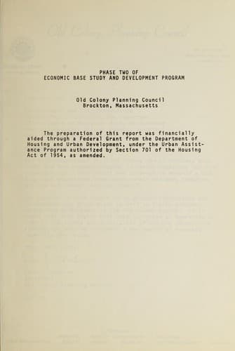 Tapa de Phase two of economic base study and development program