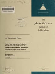 Tapa de Public policy alternatives for dealing with the labor market problems of central city young adults