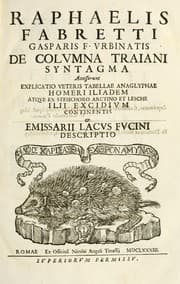 Tapa de Raphaelis Fabretti Gasparis F. Vrbinatis De columna Traiani syntagma