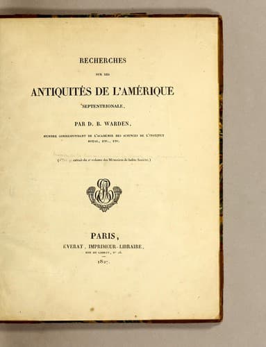 Tapa de Recherches sur les antiquités de l'Amérique Septentrionale