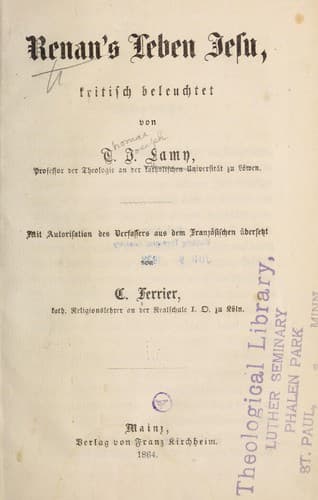 Tapa de Renan's Leben Jesu
