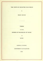 Tapa de The texts of selected oratorios