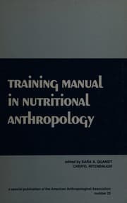 Tapa de Training manual in nutritional anthropology