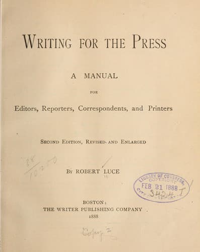 Tapa de Writing for the press