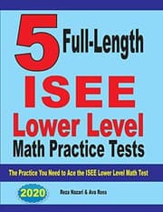 Tapa de 5 Full Length ISEE Lower Level Math Practice Tests
