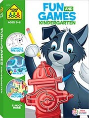 Tapa de School Zone - Fun and Games Kindergarten Activity Workbook - 320 Pages, Ages 5 to 6, Mazes, Dot-to-Dots, Learn to Draw, Cut-and-Fold, What's Different, and More