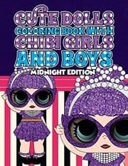 Tapa de Cute Dolls Coloring Book with Chibi Girls and Boys Midnight Edition : Coloring Book For Girls and Boys : A Cute Adorable Coloring Pages Ages 4-12