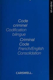 Tapa de Code criminel, codification bilingue, 2015