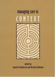 Tapa de Managing care in context