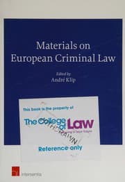 Tapa de Materials on European criminal law
