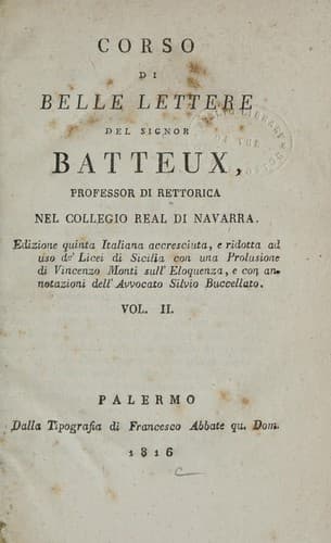 Tapa de Corso di belle lettere