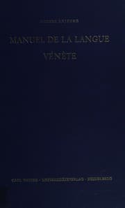 Tapa de Manuel de la langue vénète