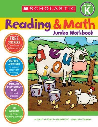 Tapa de Scholastic Reading & Math Jumbo Workbook Grade K