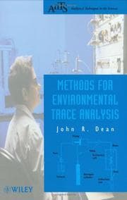 Tapa de Methods for Environmental Trace Analysis (Analytical Techniques in the Sciences (AnTs) *)