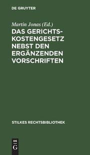 Tapa de Gerichtskostengesetz Nebst Den Ergänzenden Vorschriften