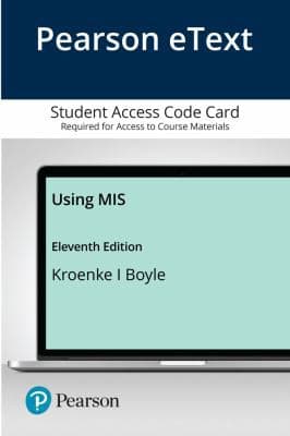 Tapa de Pearson EText Using MIS -- Access Card