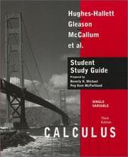 Tapa de Student study guide to accompany Calculus, single variable, 3rd ed., Deborah Hughes-Hallett, Andrew M. Gleason, William G. McCallum, et al.