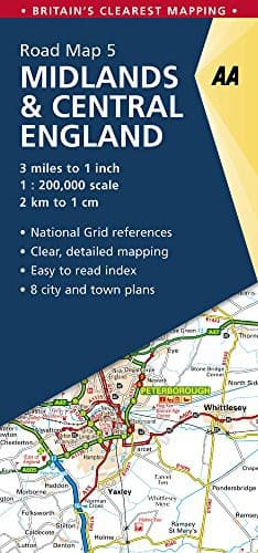 Tapa de Midlands & Central England Road Map