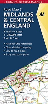 Tapa de Midlands & Central England Road Map