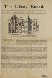 Tapa de New Free Public Library building, Worcester, Mass