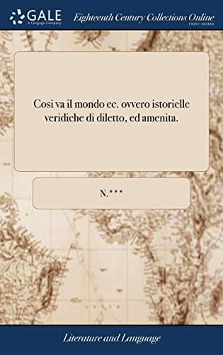Tapa de Cosi va il mondo ec. ovvero istorielle veridiche di diletto, ed amenita.