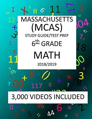 Tapa de 6th Grade MASSACHUSETTS MCAS, 2019 MATH, Test Prep :